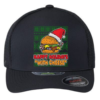 Happy Holidays With Cheese Ugly Christmas Sweater Flexfit Unipanel Trucker Cap