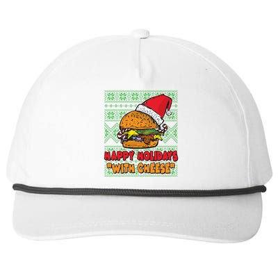 Happy Holidays With Cheese Ugly Christmas Sweater Snapback Five-Panel Rope Hat