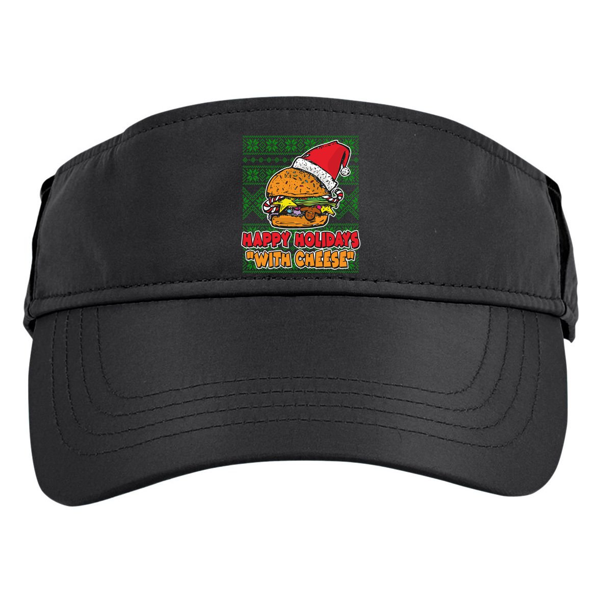 Happy Holidays With Cheese Ugly Christmas Sweater Adult Drive Performance Visor