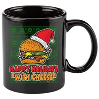 Happy Holidays With Cheese Ugly Christmas Sweater 11oz C Handle Ceramic Mug