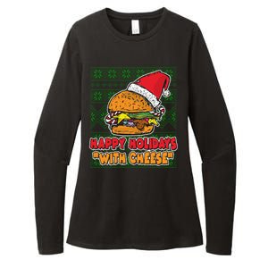 Happy Holidays With Cheese Ugly Christmas Sweater Womens CVC Long Sleeve Shirt