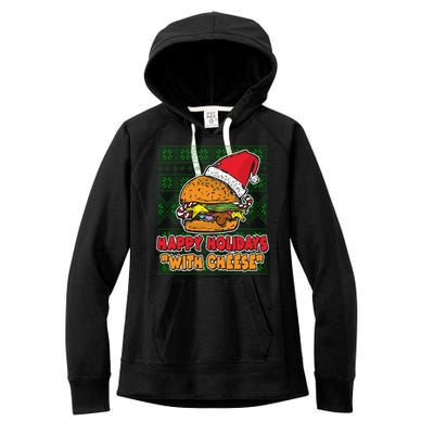 Happy Holidays With Cheese Ugly Christmas Sweater Women's Fleece Hoodie