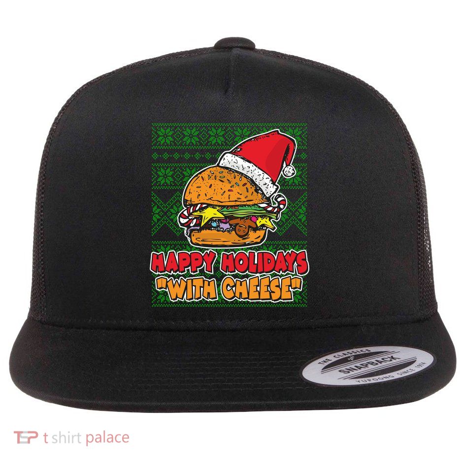 Happy Holidays With Cheese Ugly Christmas Sweater Flatbill Hat