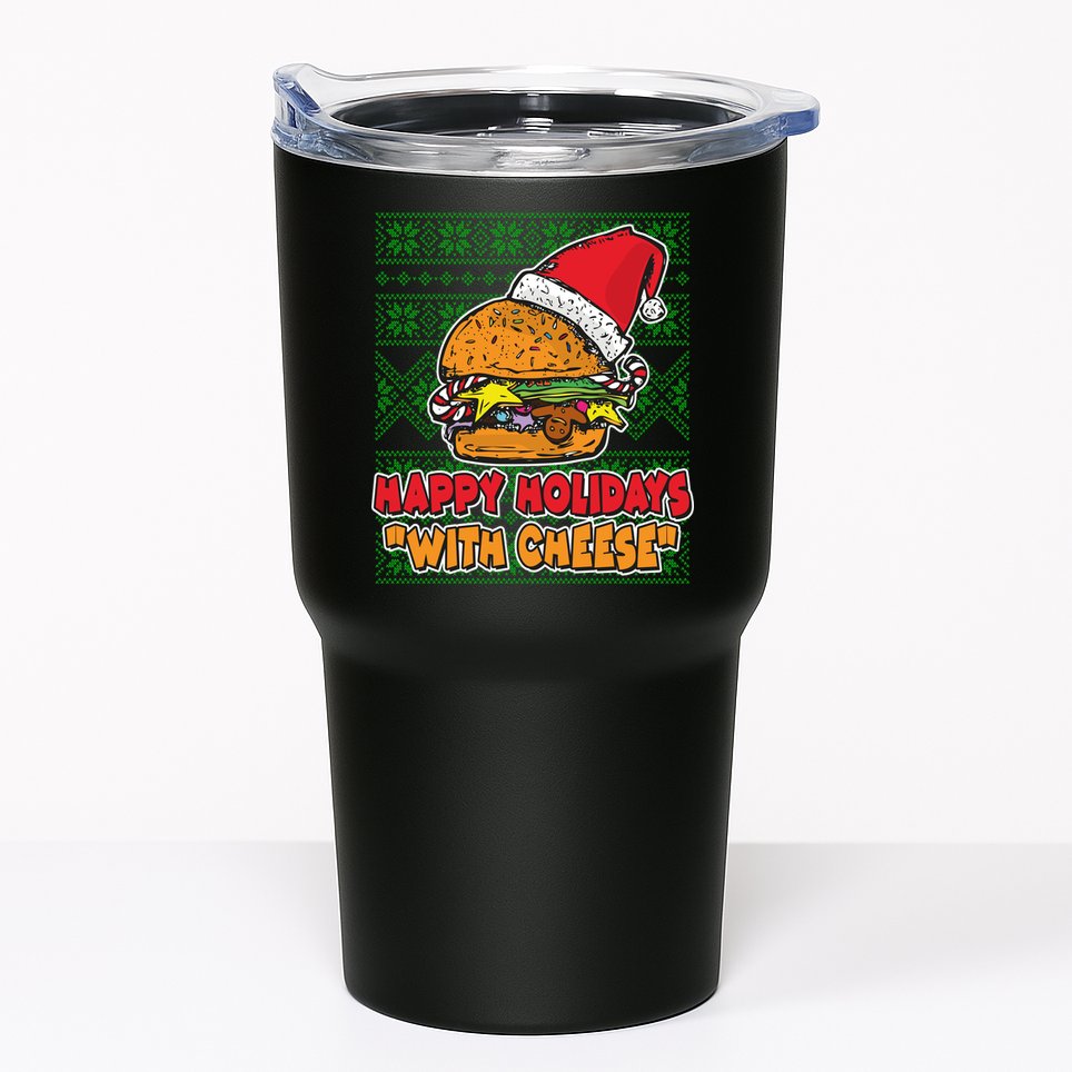 Happy Holidays With Cheese Ugly Christmas Sweater Tumbler