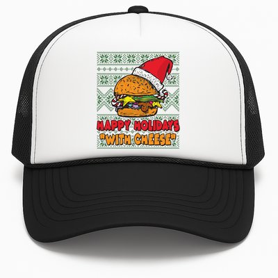 Happy Holidays With Cheese Ugly Christmas Sweater Trucker Hat