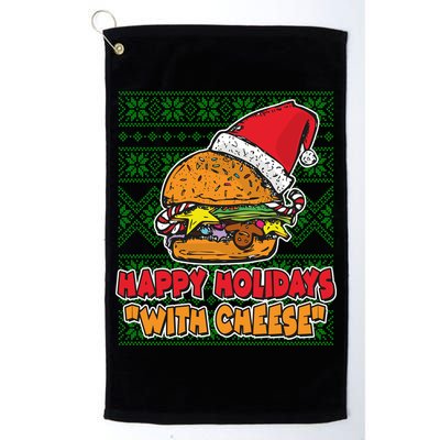 Happy Holidays With Cheese Ugly Christmas Sweater Golf Towel