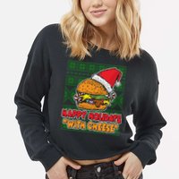 Happy Holidays With Cheese Ugly Christmas Sweater Cropped Pullover Crew