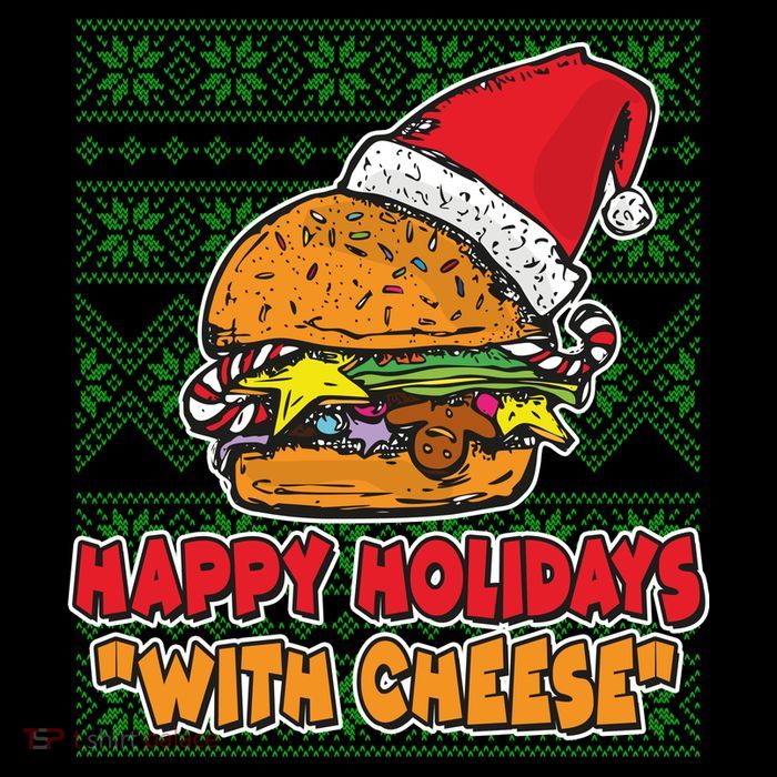 Happy Holidays With Cheese Ugly Christmas Sweater Cropped Pullover Crew