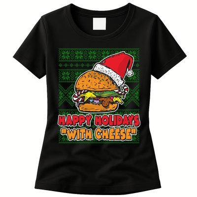 Happy Holidays With Cheese Ugly Christmas Sweater Womens T-Shirt