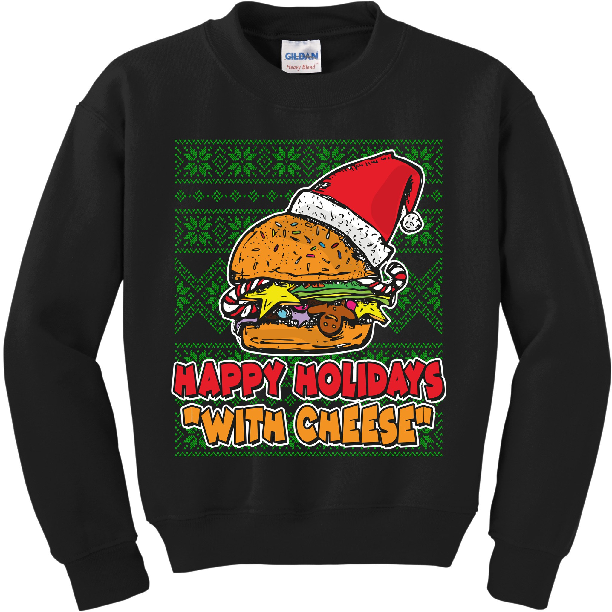 Happy Holidays With Cheese Ugly Christmas Sweater Kids Sweatshirt