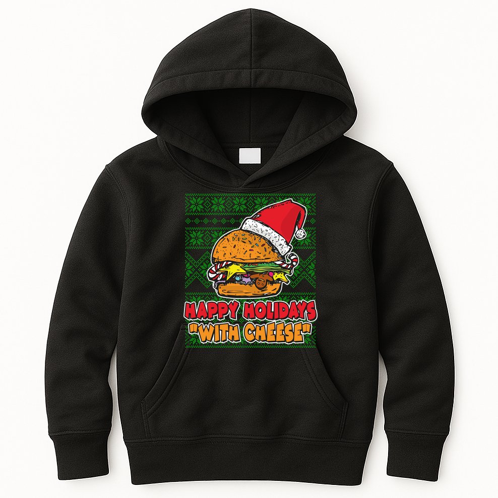 Happy Holidays With Cheese Ugly Christmas Sweater Kids Hoodie