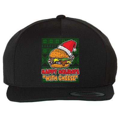 Happy Holidays With Cheese Ugly Christmas Sweater Wool Snapback Cap