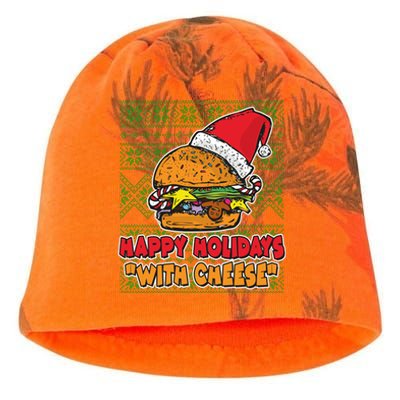 Happy Holidays With Cheese Ugly Christmas Sweater Kati - Camo Knit Beanie