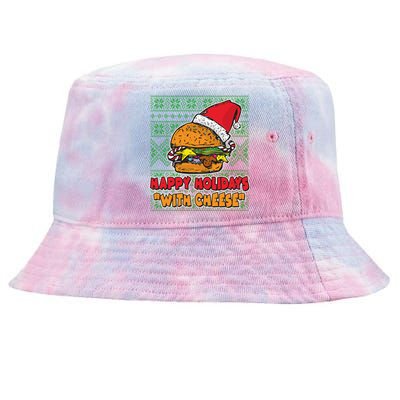 Happy Holidays With Cheese Ugly Christmas Sweater Tie-Dyed Bucket Hat