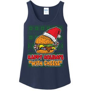 Happy Holidays With Cheese Ugly Christmas Sweater Ladies Essential Tank