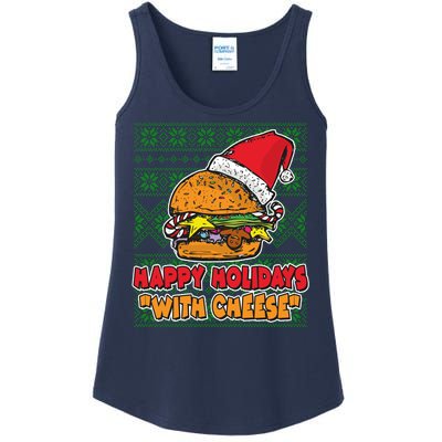 Happy Holidays With Cheese Ugly Christmas Sweater Ladies Essential Tank