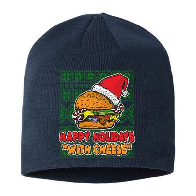 Happy Holidays With Cheese Ugly Christmas Sweater Sustainable Beanie