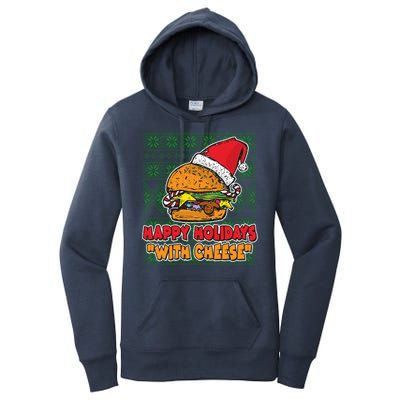 Happy Holidays With Cheese Ugly Christmas Sweater Women's Pullover Hoodie