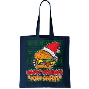 Happy Holidays With Cheese Ugly Christmas Sweater Tote Bag