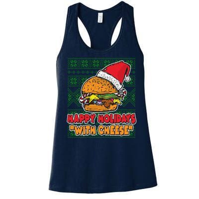 Happy Holidays With Cheese Ugly Christmas Sweater Women's Racerback Tank