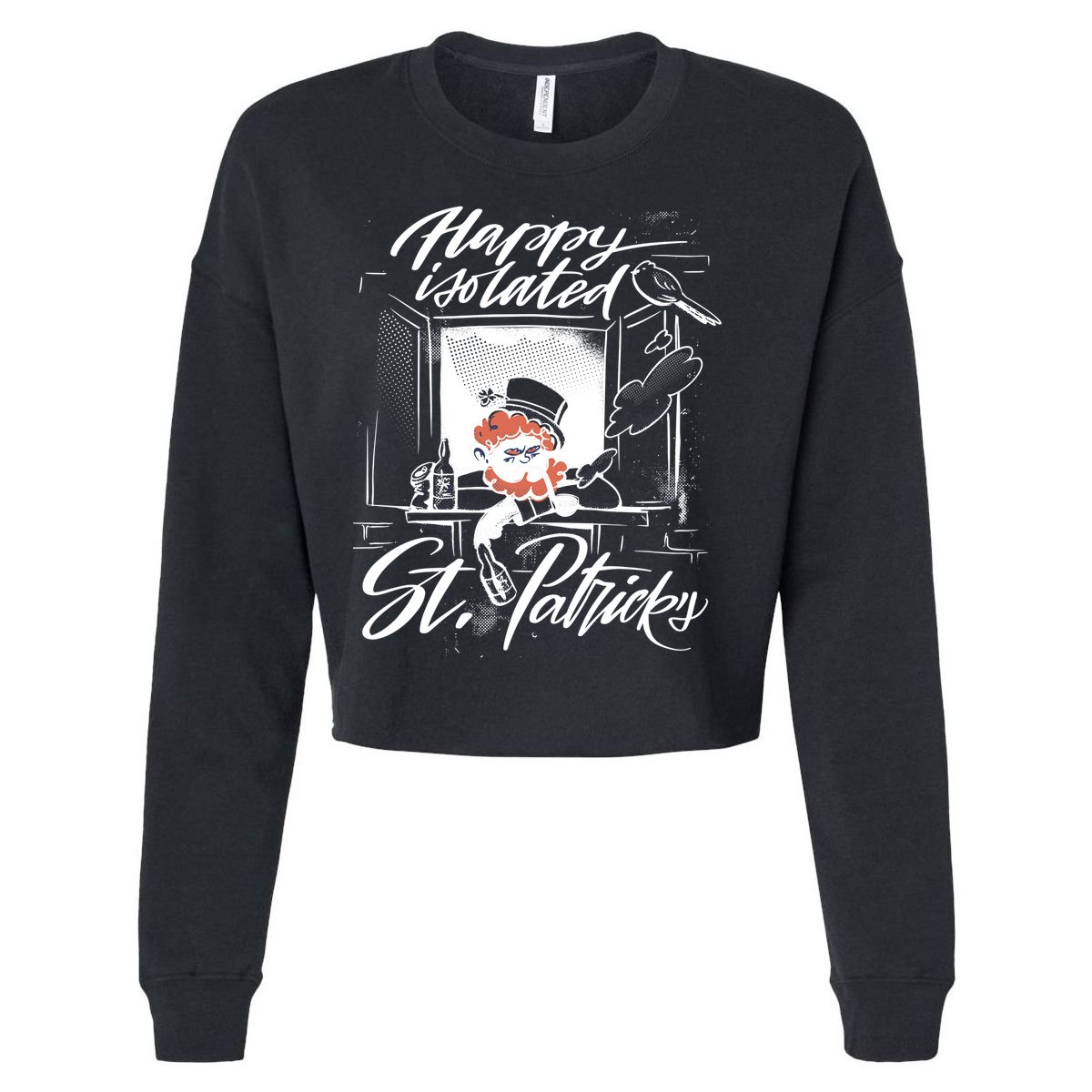 Happy Isolated St Patrick's Day Cropped Pullover Crew