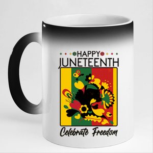 Happy Juneteenth Celebrate Freedom  Abstract Art 11oz Black Color Changing Mug