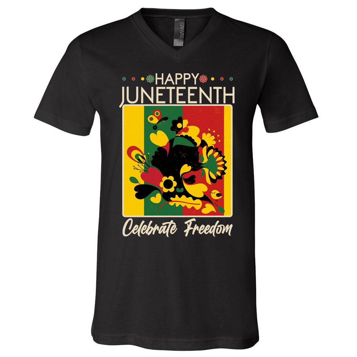 Happy Juneteenth Celebrate Freedom  Abstract Art V-Neck T-Shirt