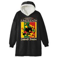 Happy Juneteenth Celebrate Freedom  Abstract Art Hooded Wearable Blanket