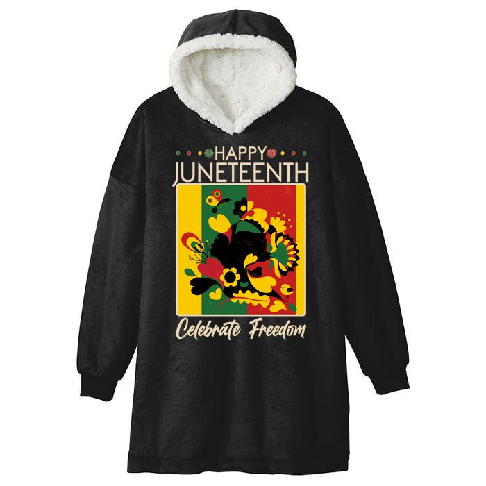 Happy Juneteenth Celebrate Freedom  Abstract Art Hooded Wearable Blanket