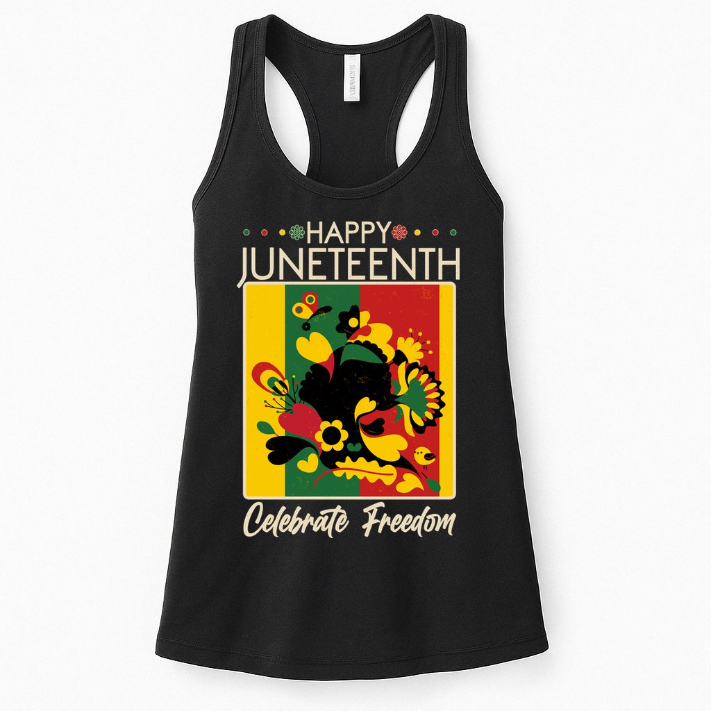 Happy Juneteenth Celebrate Freedom  Abstract Art Womens Tank Top
