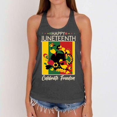 Happy Juneteenth Celebrate Freedom  Abstract Art Women's Knotted Racerback Tank