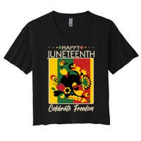 Happy Juneteenth Celebrate Freedom  Abstract Art Women's Crop Top Tee