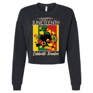 Happy Juneteenth Celebrate Freedom  Abstract Art Cropped Pullover Crew