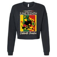 Happy Juneteenth Celebrate Freedom  Abstract Art Cropped Pullover Crew