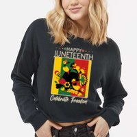 Happy Juneteenth Celebrate Freedom  Abstract Art Cropped Pullover Crew