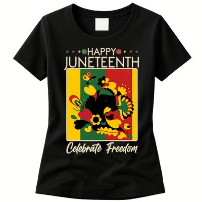 Happy Juneteenth Celebrate Freedom  Abstract Art Womens T-Shirt
