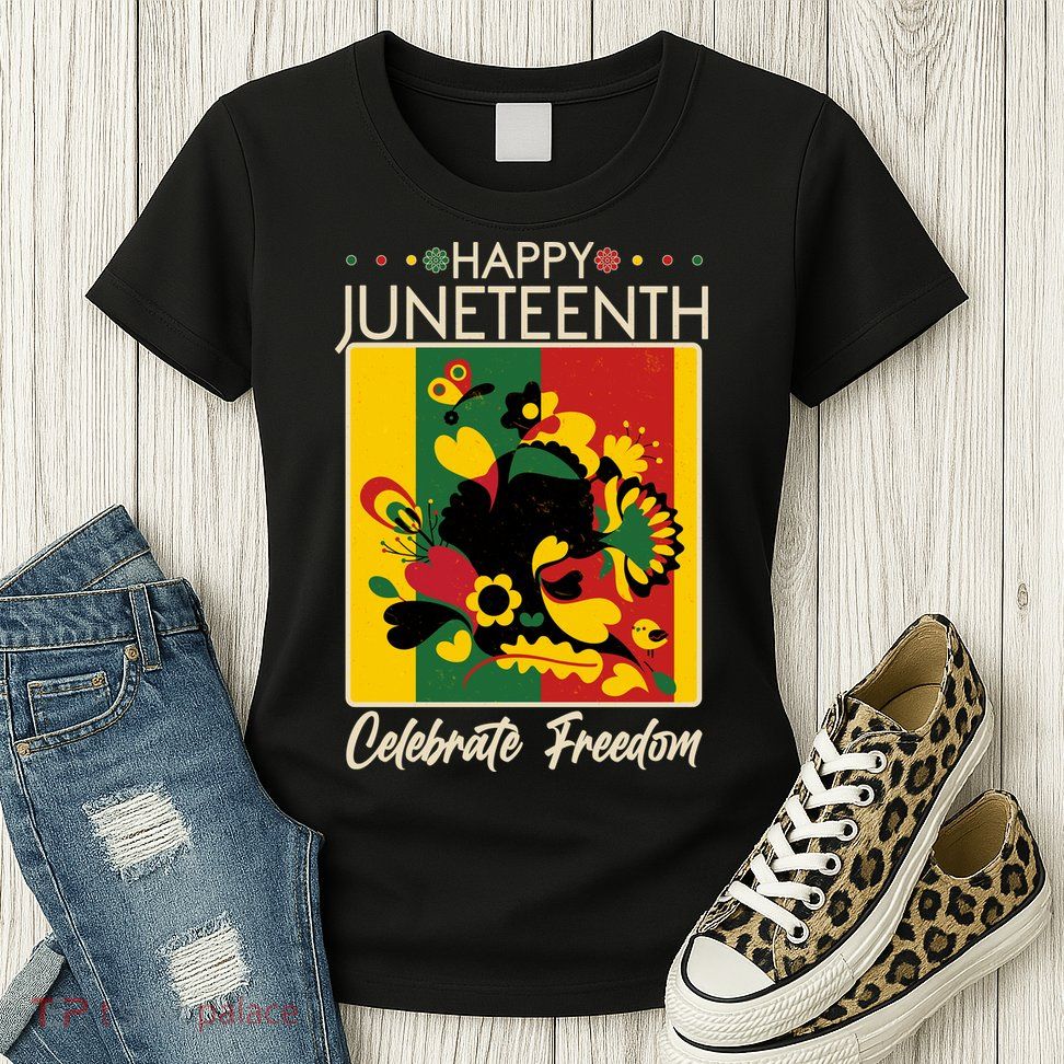 Happy Juneteenth Celebrate Freedom  Abstract Art Womens T-Shirt