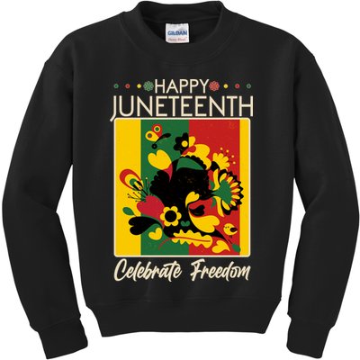 Happy Juneteenth Celebrate Freedom  Abstract Art Kids Sweatshirt