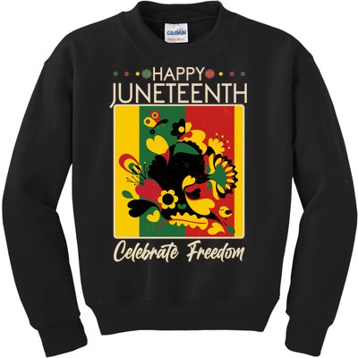 Happy Juneteenth Celebrate Freedom  Abstract Art Kids Sweatshirt