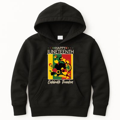 Happy Juneteenth Celebrate Freedom  Abstract Art Kids Hoodie