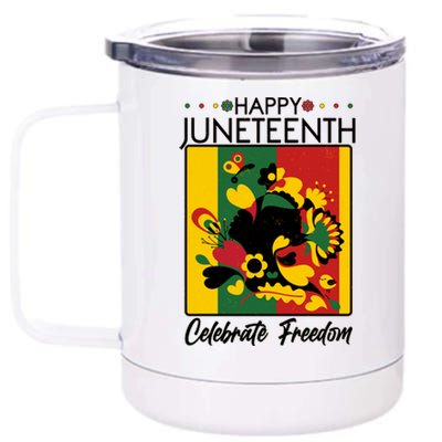 Happy Juneteenth Celebrate Freedom  Abstract Art 12 oz Stainless Steel Tumbler Cup