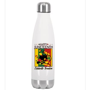 Happy Juneteenth Celebrate Freedom  Abstract Art Stainless Steel Insulated Water Bottle