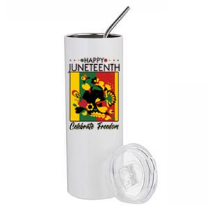 Happy Juneteenth Celebrate Freedom  Abstract Art Stainless Steel Tumbler