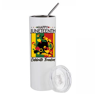 Happy Juneteenth Celebrate Freedom  Abstract Art Stainless Steel Tumbler