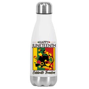 Happy Juneteenth Celebrate Freedom  Abstract Art Stainless Steel Insulated Water Bottle