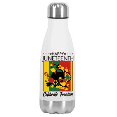 Happy Juneteenth Celebrate Freedom  Abstract Art Stainless Steel Insulated Water Bottle