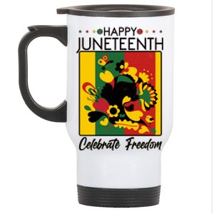 Happy Juneteenth Celebrate Freedom  Abstract Art Stainless Steel Travel Mug