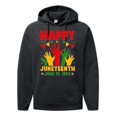 Happy Juneteenth June 19 1865 Celebration Raised Hands Performance Fleece Hoodie