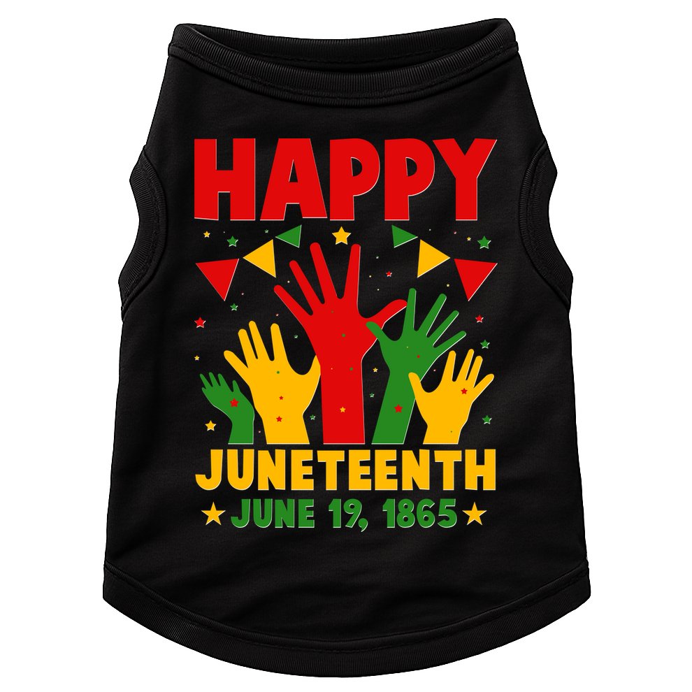 Happy Juneteenth June 19 1865 Celebration Raised Hands Doggie Tank