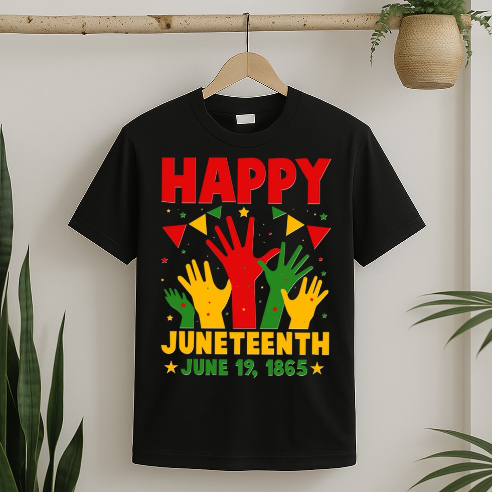 Happy Juneteenth June 19 1865 Celebration Raised Hands T-Shirt